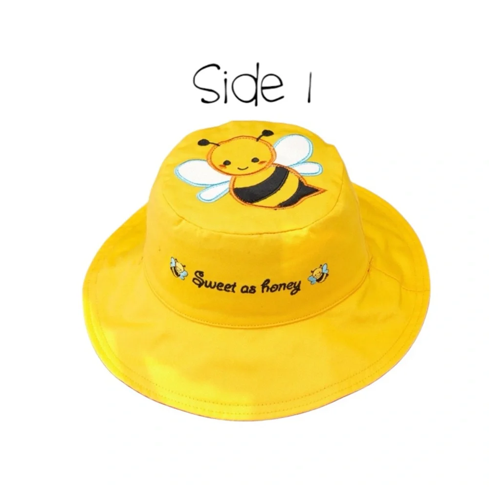 FLAPJACK KIDS Reversible Kids Sun Hat - Yellow Bee / Red Ladybug Size S — NWOT